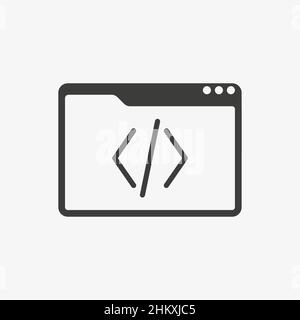 Coding icon in browser window on white background Stock Vector