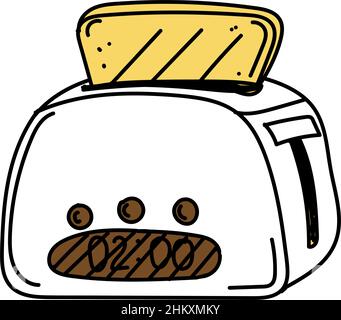 Toaster, hand-drawn doodle-style elements. Breakfast. Good Morning. Healthy Eating. Hot bread. Toast. A simple doodle style vector. Stock Vector