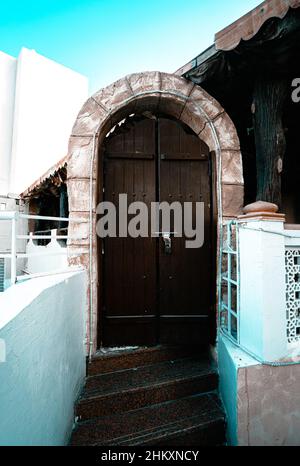 Ancient Door with Ornaments in Oman muscat Stock Photo