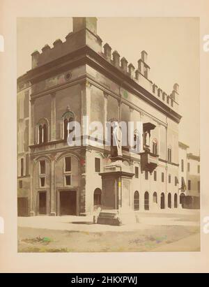 Art inspired by Piazza di Porta Ravegnana with view of Palazzo Francia Strazzaroli and the statue of Saint Petronius in Bologna, Bologna, c. 1875 - c. 1900, cardboard, albumen print, height 258 mm × width 201 mm, Classic works modernized by Artotop with a splash of modernity. Shapes, color and value, eye-catching visual impact on art. Emotions through freedom of artworks in a contemporary way. A timeless message pursuing a wildly creative new direction. Artists turning to the digital medium and creating the Artotop NFT Stock Photo