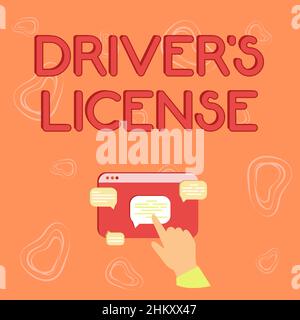 Handwriting text Driver S License. Internet Concept a document permitting a person to drive a motor vehicle Hand Showing Graph Growth Pointing Web Stock Photo