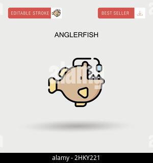 Anglerfish Simple vector icon. Stock Vector