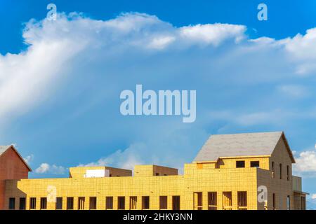 Unfinished house with cork wall panels at Daybreak, South Jordan, Utah Stock Photo