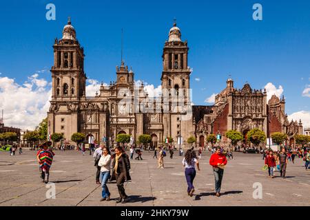 Metropolitan Cathedral (Catedral Metropolitana de la Asuncion de Maria), Plaza de la Constitucion, Zocalo square, Mexico City. North America Stock Photo