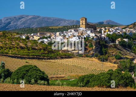 Panoramic general view of the town of Alhama de Granada. Granada province, Andalusia, Spain. Europe Stock Photo