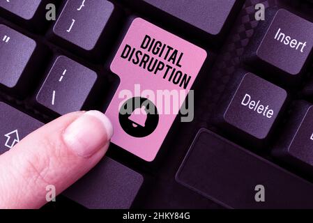 Text showing inspiration Digital Disruption. Business overview occur when technologies affect value proposition of goods Abstract Creating Online Stock Photo