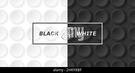 3D black and white circles embossed seamless pattern background. Vector illustration Stock Vector