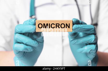 Omicron, omikron corona variant concept. photo with word Stock Photo