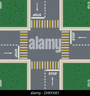 Asphalt path with markings. Streets of city. Top View from above. Small ...