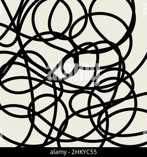 Tangled black threads on white background. Vector illustration Stock Vector