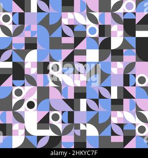 Bauhaus seamless retro pattern. Vintage tile abstract background. Complex geometric wallpaper. Composition with geometric abstract shapes. Vector repe Stock Vector