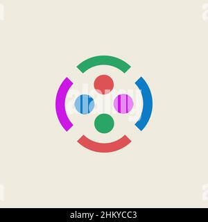 Teamwork icon, unity of people logo. Friendship, family abstract round symbol. Business community sign. Networking flat concept Stock Vector