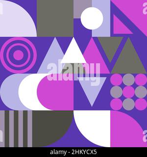 Bauhaus seamless pattern with geometric shapes. Bauhaus background with triangles, circles and squares Stock Vector
