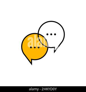 Communication icon, two bubbles of information. Chat online sign. Talk hand drawn logo. Vector illustration Stock Vector