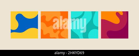 Set of abstract liquid wavy background. Fluid shapes, modern composition. Smooth pattern Stock Vector
