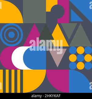 Bauhaus seamless pattern with geometric shapes. Bauhaus background with triangles, circles and squares Stock Vector