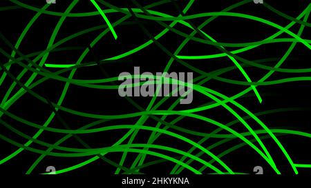 Black background wrapped with green wavy line pattern design Stock Vector