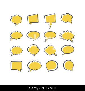 Chat, thought bubble comic style icon set. Speech balloon or cloud filled symbols. Stock Vector