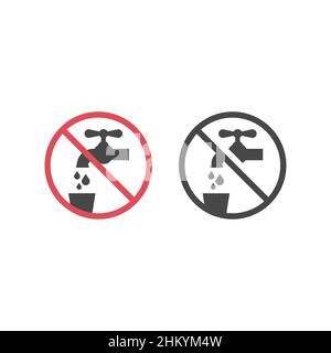 No drinking, drinkable water prohibition sign. Do not drink the water filled vector icon. Stock Vector