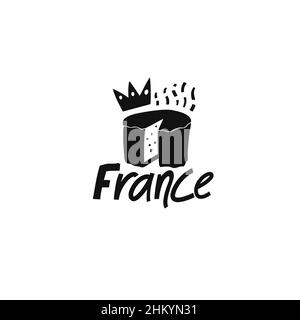 Vector hand drawn symbol of France. Travel illustration of French signs. Hand drawn lettering illustration. French landmark logo Stock Vector