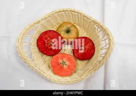 apples with genetic modification of different colors Stock Photo