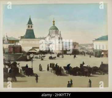 Art inspired by Lubyanka square, located in front of a walled district in Moscow, Lubyanka square, A colored photograph from Lubyanka square in Moscow. In the foreground are a number of carriages together., Henry Pauw van Wieldrecht, 1898, paper, albumen print, height 220 mm × width 275, Classic works modernized by Artotop with a splash of modernity. Shapes, color and value, eye-catching visual impact on art. Emotions through freedom of artworks in a contemporary way. A timeless message pursuing a wildly creative new direction. Artists turning to the digital medium and creating the Artotop NFT Stock Photo