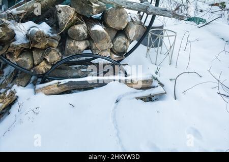 Deer Mouse trails in the snow Stock Photo