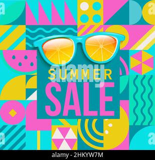 Summer sale geometric banner. Stock Vector