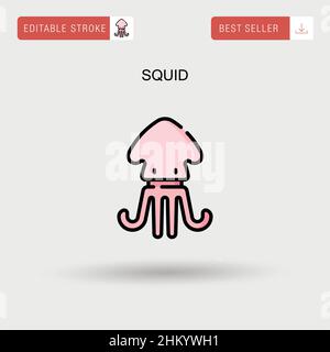 Squid Simple vector icon. Stock Vector