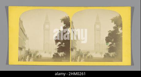 Art inspired by View of Big Ben of London, The Clock Tower, Houses of Parliament., Valentine Blanchard, London, c. 1850 - c. 1880, cardboard, albumen print, height 85 mm × width 170 mm, Classic works modernized by Artotop with a splash of modernity. Shapes, color and value, eye-catching visual impact on art. Emotions through freedom of artworks in a contemporary way. A timeless message pursuing a wildly creative new direction. Artists turning to the digital medium and creating the Artotop NFT Stock Photo