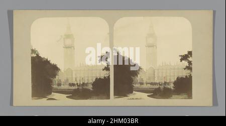 Art inspired by View of Big Ben and the Palace of Westminster in London, New Houses of Parliament: The Clock Tower, Views of London, London, c. 1850 - c. 1880, cardboard, albumen print, height 85 mm × width 170 mm, Classic works modernized by Artotop with a splash of modernity. Shapes, color and value, eye-catching visual impact on art. Emotions through freedom of artworks in a contemporary way. A timeless message pursuing a wildly creative new direction. Artists turning to the digital medium and creating the Artotop NFT Stock Photo