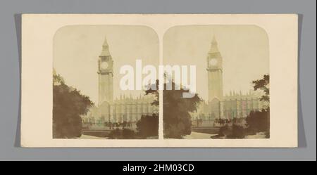 Art inspired by View of Big Ben and the Palace of Westminster in London, New Houses of Parliament, The Clock Tower, Views of London, London, c. 1850 - c. 1880, cardboard, albumen print, height 85 mm × width 170 mm, Classic works modernized by Artotop with a splash of modernity. Shapes, color and value, eye-catching visual impact on art. Emotions through freedom of artworks in a contemporary way. A timeless message pursuing a wildly creative new direction. Artists turning to the digital medium and creating the Artotop NFT Stock Photo