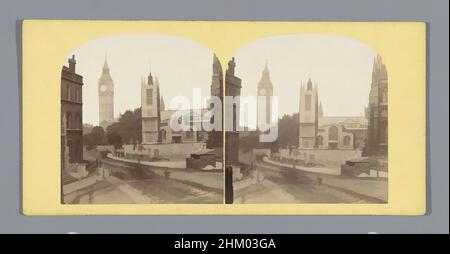 Art inspired by View of Saint Margaret's Church and Big Ben in London, London, c. 1850 - c. 1880, cardboard, albumen print, height 85 mm × width 170 mm, Classic works modernized by Artotop with a splash of modernity. Shapes, color and value, eye-catching visual impact on art. Emotions through freedom of artworks in a contemporary way. A timeless message pursuing a wildly creative new direction. Artists turning to the digital medium and creating the Artotop NFT Stock Photo