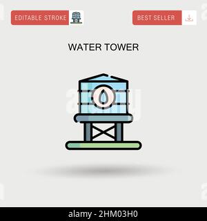 Water tower Simple vector icon. Stock Vector