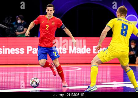 AMSTERDAM, NETHERLANDS - FEBRUARY 6: Ortiz of Spain during the Men's Futsal Euro 2022 Third-Place Play-Off match between Spain and the Ukraine at the Ziggo Dome on February 6, 2022 in Amsterdam, Netherlands (Photo by Marcel ter Bals/Orange Pictures) Stock Photo