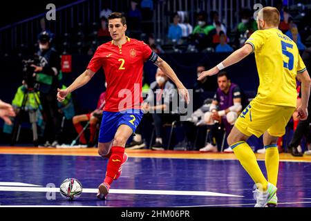 AMSTERDAM, NETHERLANDS - FEBRUARY 6: Ortiz of Spain during the Men's Futsal Euro 2022 Third-Place Play-Off match between Spain and the Ukraine at the Ziggo Dome on February 6, 2022 in Amsterdam, Netherlands (Photo by Marcel ter Bals/Orange Pictures) Stock Photo