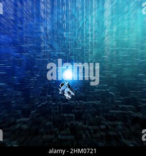 astronaut in the cyberspace, science fiction concept Stock Photo