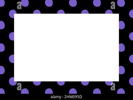 Polka dot ornament frame with empty white center place copy space text, object digital illustration. Creative border frame retro 90s banner. Stock Photo