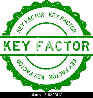 Grunge green key factor word round rubber seal stamp on white background Stock Vector