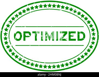 Grunge green optimized word oval rubber seal stamp on white background Stock Vector