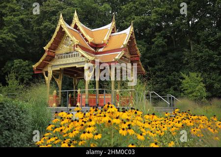 Thai Temple Sala Thai II, Bad Homburg, Kurpark, Hesse, Germany Stock Photo