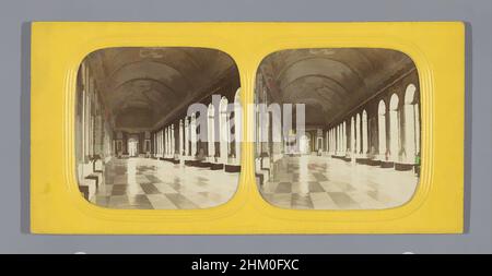 Art inspired by Interior of the Hall of Mirrors in the Palace of Versailles, Salon des Glaces, Versailles, Paris, Charles Gaudin, Versailles, 1855 - 1872, photographic support, paper, albumen print, cutting, height 86 mm × width 175 mm, Classic works modernized by Artotop with a splash of modernity. Shapes, color and value, eye-catching visual impact on art. Emotions through freedom of artworks in a contemporary way. A timeless message pursuing a wildly creative new direction. Artists turning to the digital medium and creating the Artotop NFT Stock Photo