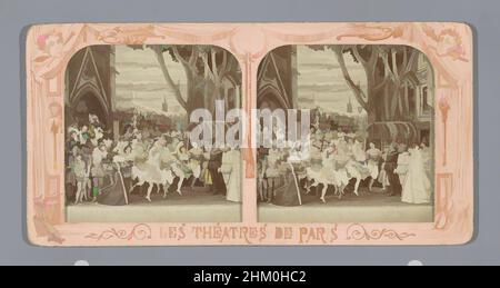 Art inspired by Scene from the third act of Les Huguenots, Les noces du Cte de Nevers, Les Huguenots, Les théatres de Paris, publisher: Adolphe Block, France, publisher: Paris, 1873 - 1874, photographic support, paper, albumen print, cutting, perforating, height 88 mm × width 177 mm, Classic works modernized by Artotop with a splash of modernity. Shapes, color and value, eye-catching visual impact on art. Emotions through freedom of artworks in a contemporary way. A timeless message pursuing a wildly creative new direction. Artists turning to the digital medium and creating the Artotop NFT Stock Photo