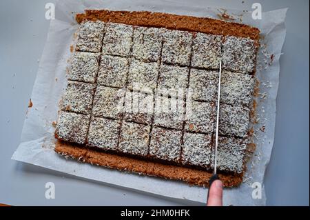 chocolate cake with cocos made on oven plate Stock Photo