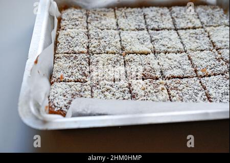 chocolate cake with cocos made on oven plate Stock Photo