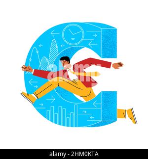 English alphabet with people characters. Stock Vector
