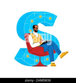 English alphabet with people characters. Stock Vector