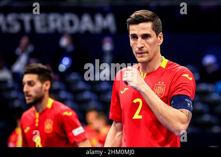 AMSTERDAM, NETHERLANDS - FEBRUARY 6: Ortiz of Spain during the Men's Futsal Euro 2022 Third-Place Play-Off match between Spain and the Ukraine at the Ziggo Dome on February 6, 2022 in Amsterdam, Netherlands (Photo by Marcel ter Bals/Orange Pictures) Stock Photo