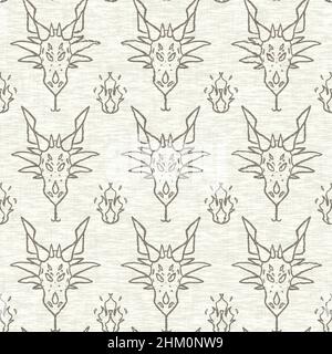 Dragon linen effect texture pattern. Seamless woven mythical reptile decorative print for canvas monster wallpaper.  Stock Photo