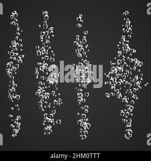 Bubbles stream under water fizzing sparkles soda pop, champagne. Vector illustration on transparent background Stock Vector